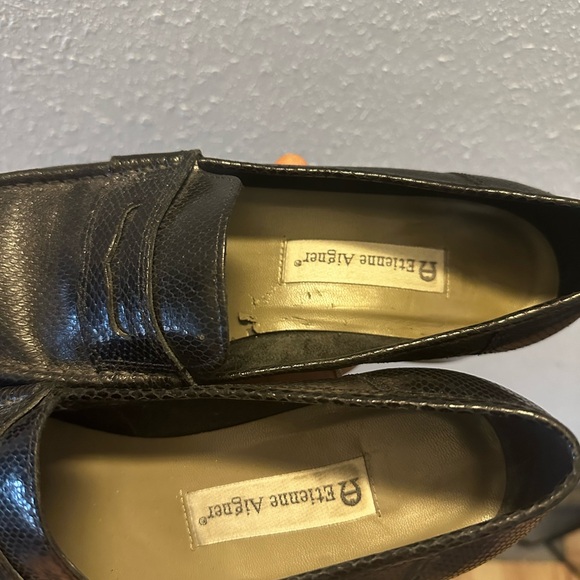 Etienne Aigner Black Textured Loafers - Picture 2 of 5